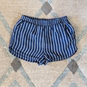 Forever 21 Los Angeles Blue/White Stripes Linen Shorts, Size S